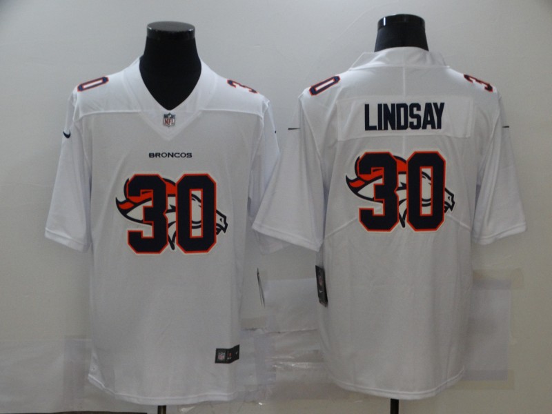Men's Denver Broncos Phillip Lindsay #30 White Jersey